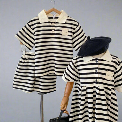 Black And White Stripe Sibling Set