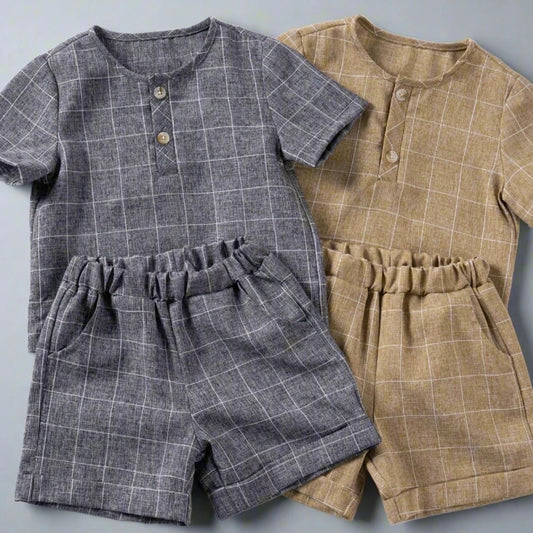 Mirri Short-Sleeve Plaid Set