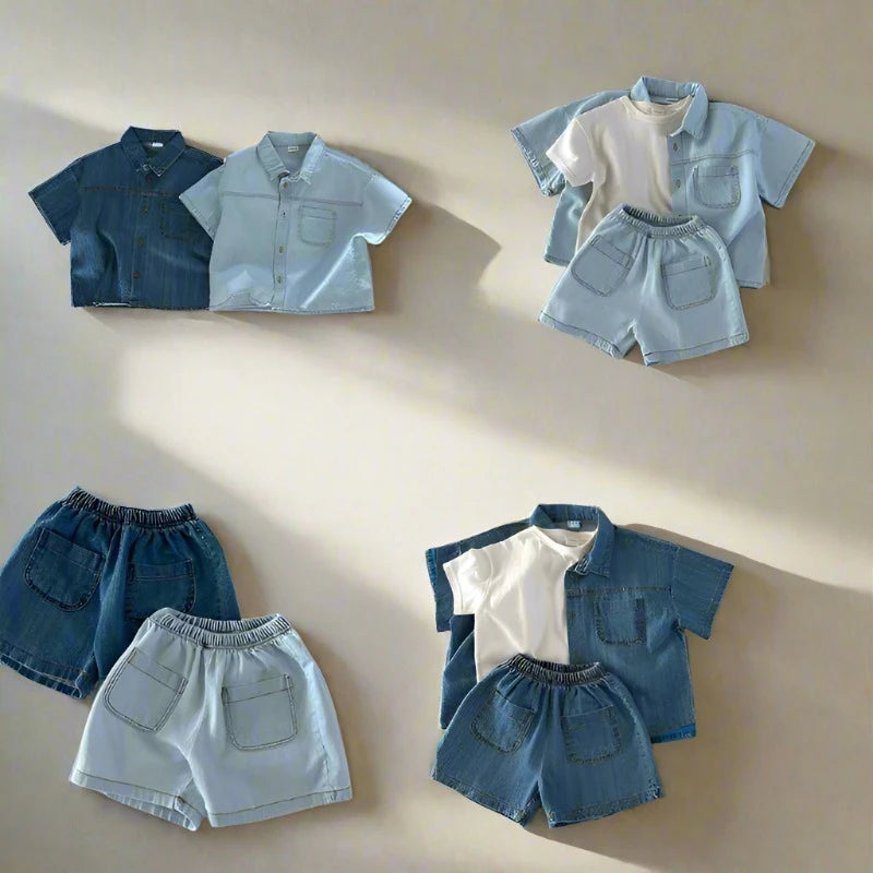 Plain Blue Denim Set