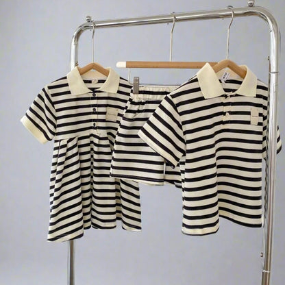 Black And White Stripe Sibling Set