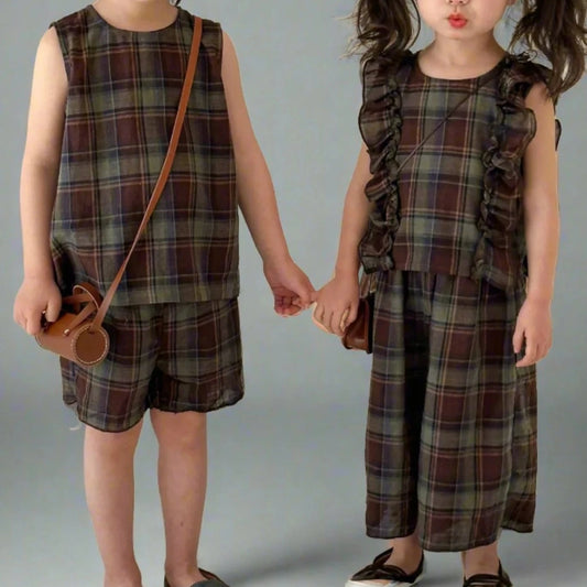 Forest Plaid Sibling Set